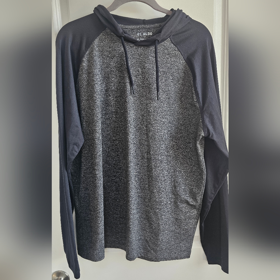 Men's Charcoal And Black Hoodie By 01.Algo